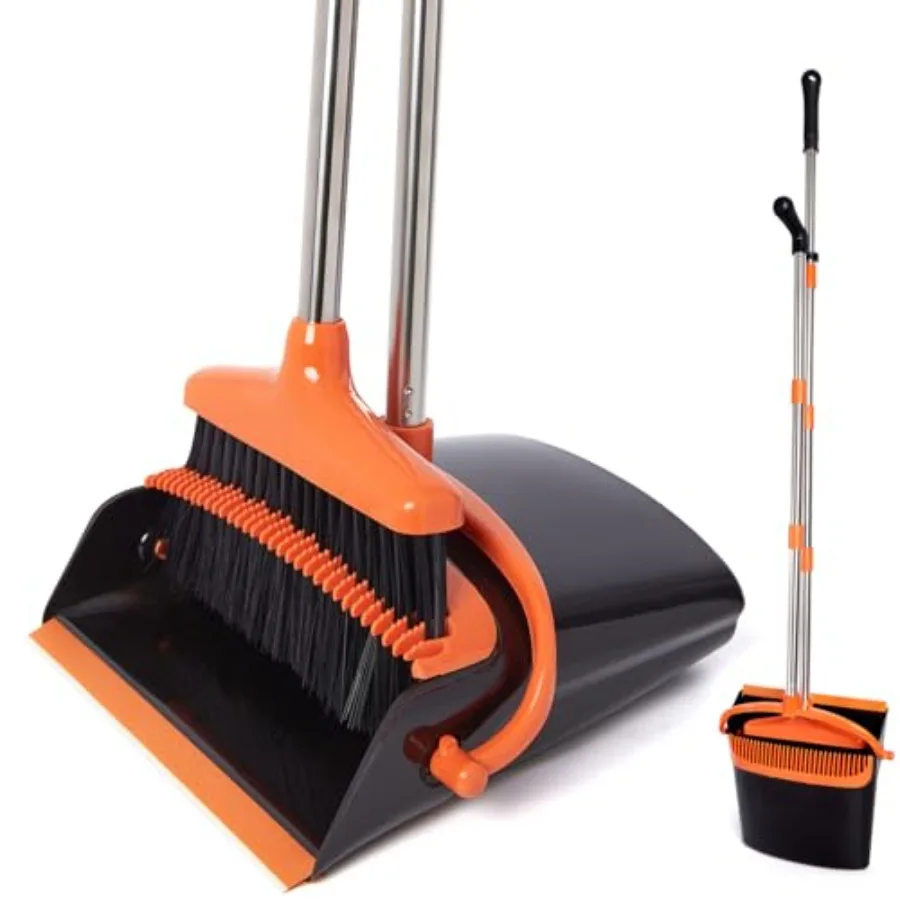 

Набор метла и совок с длинной ручкой, легкие, из нержавеющей стали, с функцией вертикальной установки, для дома и кухни