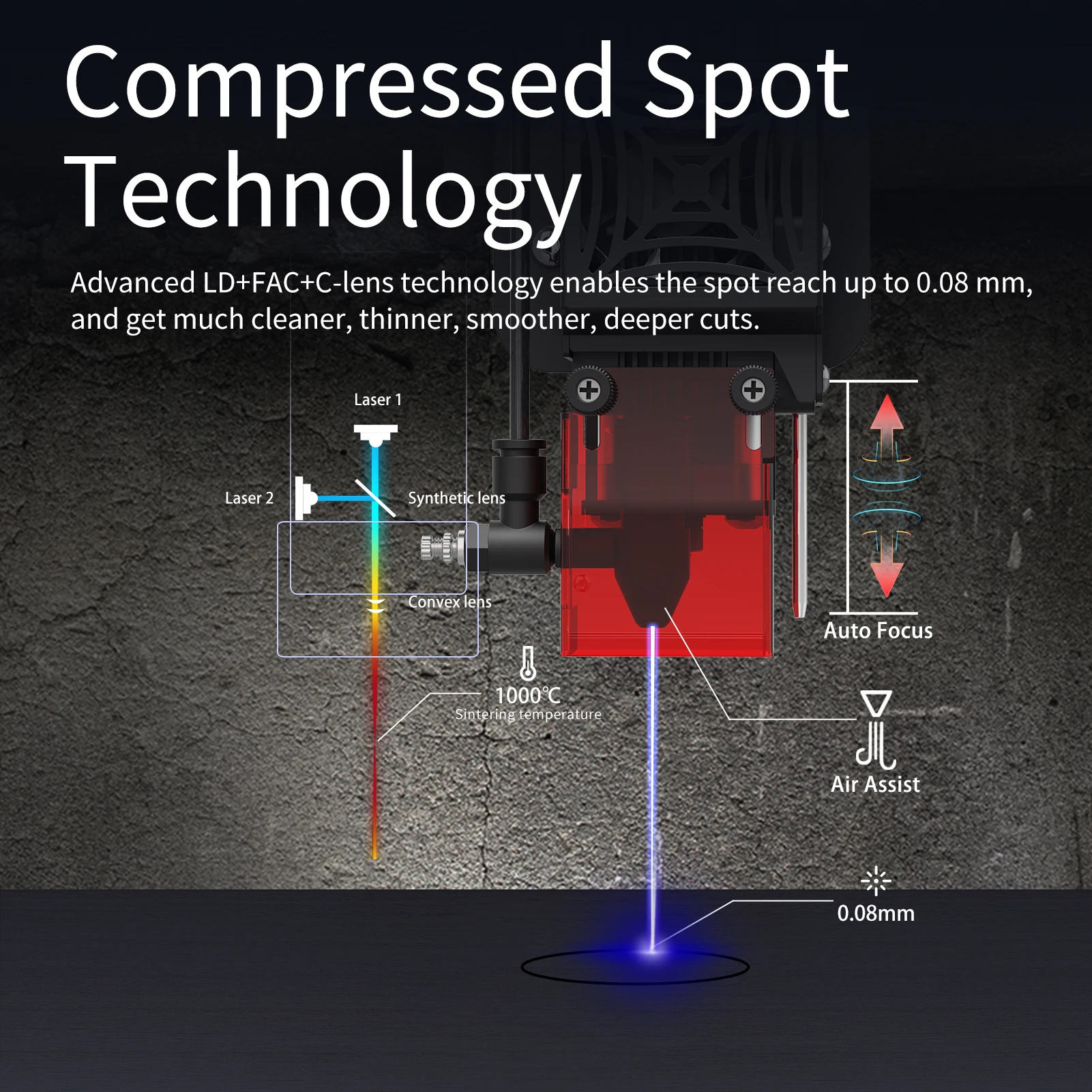 Dua Pohon TS2 Laser pemotong 10W, mesin pemotong pengukir Laser fokus otomatis 450x450mm Area pengukir dengan sistem pengiriman udara