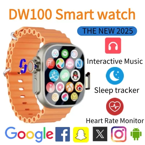 أحدث DW100 4G Android ساعة ذكية للاتصال العالمي بصمة الإصبع فتح 2.29 بوصة AMOLED عرض 4G SIM دردشة فيديو WIFI GPS