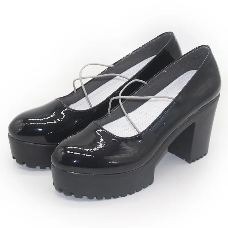 Lize Helesta Cosplay Shoes Vtuber Cosplay Props Halloween Carnival Boots PU Shoes Black High Heels Big Size Custom Made