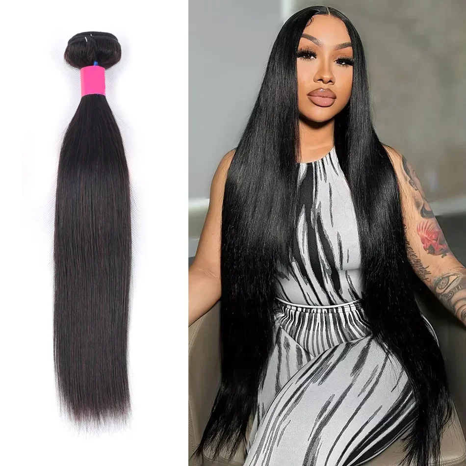 Straight Bundles Natural Color Brazilian Human Hair 10-40 Inches 3 Bundle Remy Human Hair Extensions Double Weft Braiding Hair