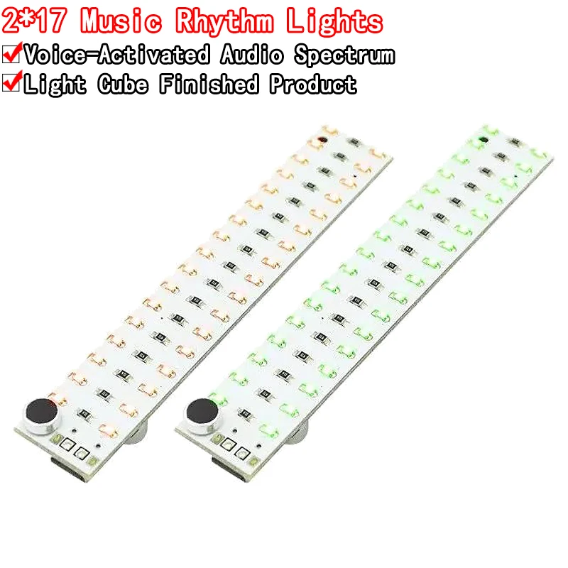 2*17 LED USB التحكم الصوتي الصغير الصوت USB الموسيقى الطيف ضوء فلاش حجم مستوى المؤشر LED لمكبر صوت MP3