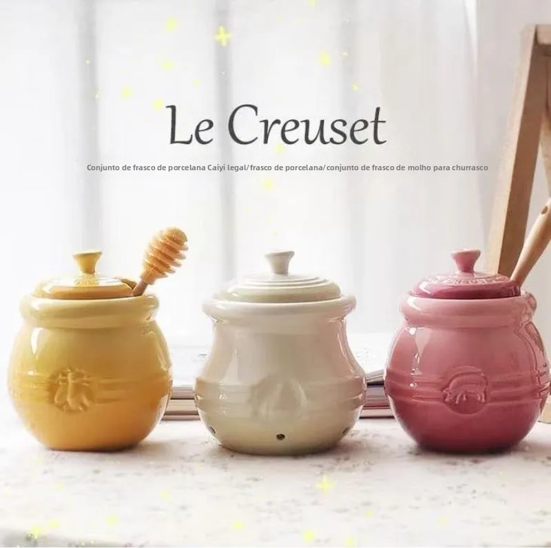 Le Creuset Pote de Cerâmica Premium para Mel, Molhos e Condimentos, Design Criativo em Formato de Cabeça de Alho, Recipiente ...