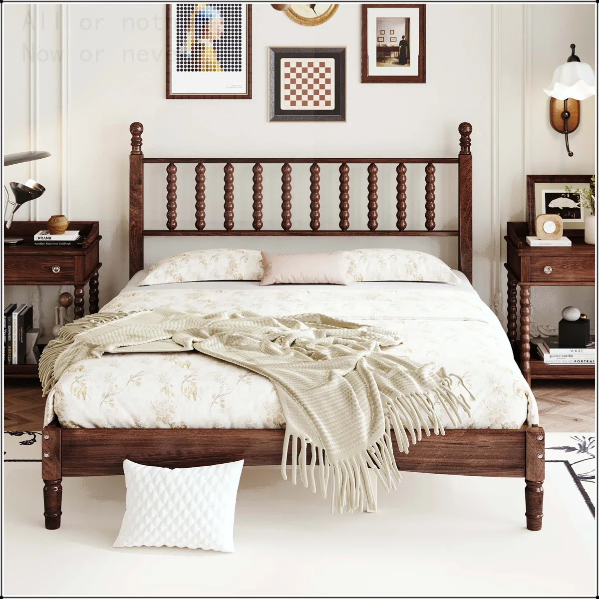 l*-American Country-style Vintage Solid Wood Bed, Direct From the Factory, Available in Large Quantities with Custom Options