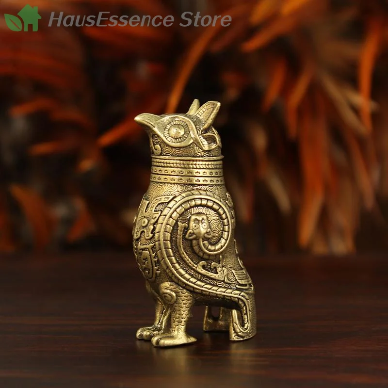 ※1Pc Ancient Owl Zun Bronze Vessel Retro Style Metal Craft Intended For Tea Table Entrance Decor Chinese Latest Model
