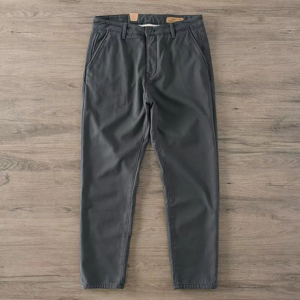 

Retro Briti Waed Casual Pants Men Comfortable Elastic Waist Slim Straight Leg for Daily Office Polyester Fiber Loose Fit