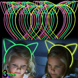 Diadema luminosa con orejas de gato, banda fluorescente para el pelo que brilla en la oscuridad para niñas, suministros de decoración para fiesta de boda y cumpleaños, 1/3 Uds.