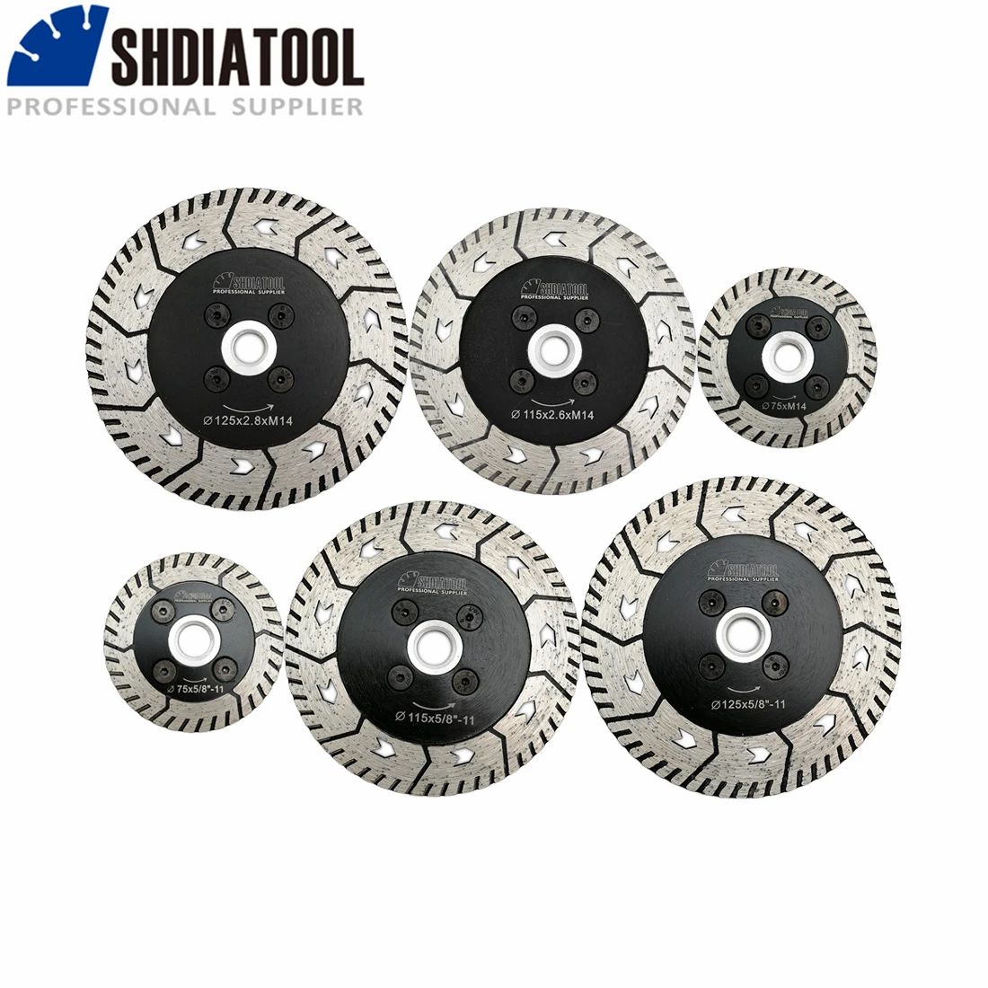 SHDIATOOL Diamond Tile Cutter Cutting Grindng Disc  Saw Blade 3" 4.5"115 or 5"125 Dual Cut Grind Sharpen Granite Marble Blades