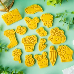 Weather Spring Collection Cookie Mold Bee Flower Rabbit Umbrella Sun Fondant Embosser Cutter Easter Birthday Cake Decoating Tool