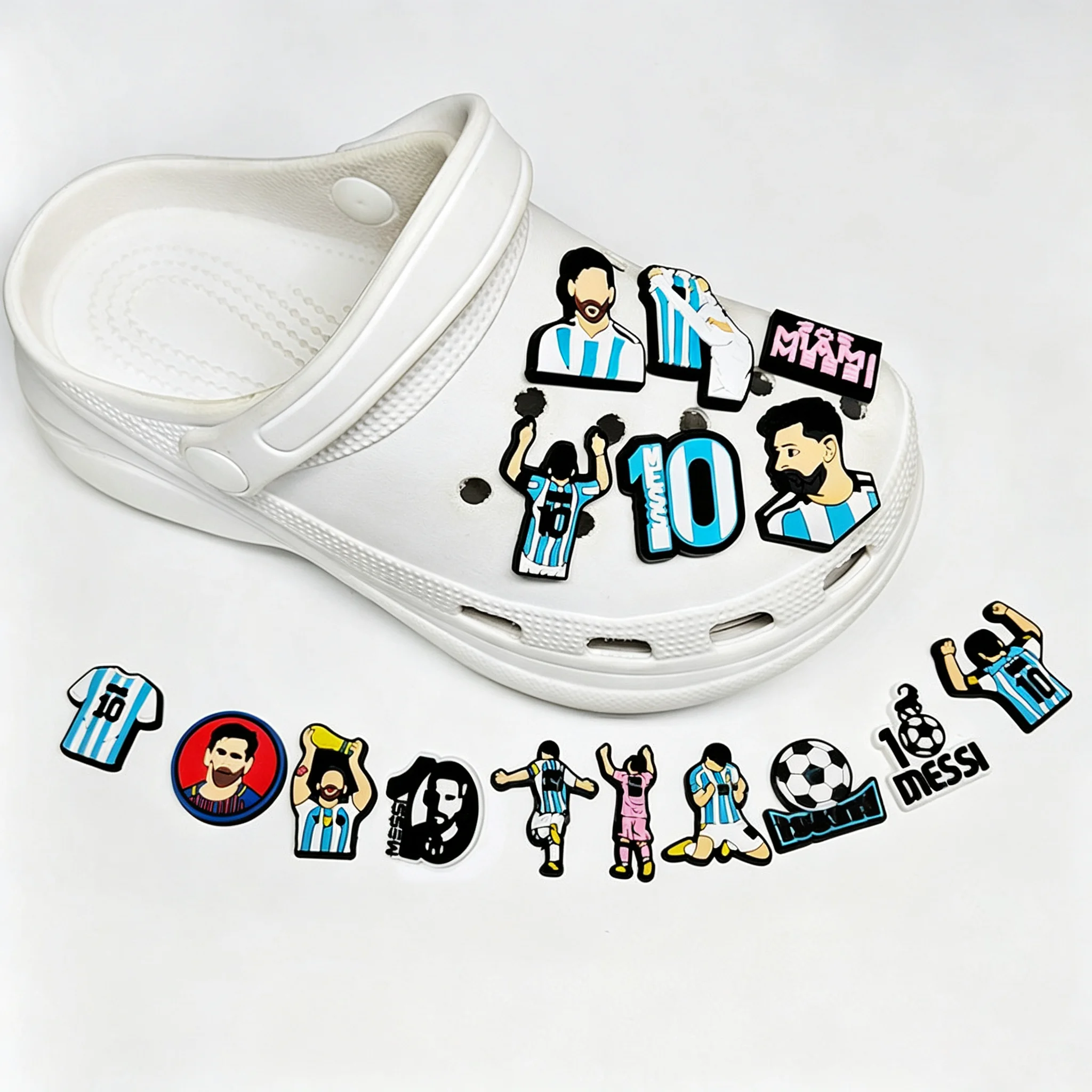 16Pcs Football Goat Number 10 sport Star series PVC Shoe Charms Sports For Slides Sandals DIY Custom Accessories Clog Decor