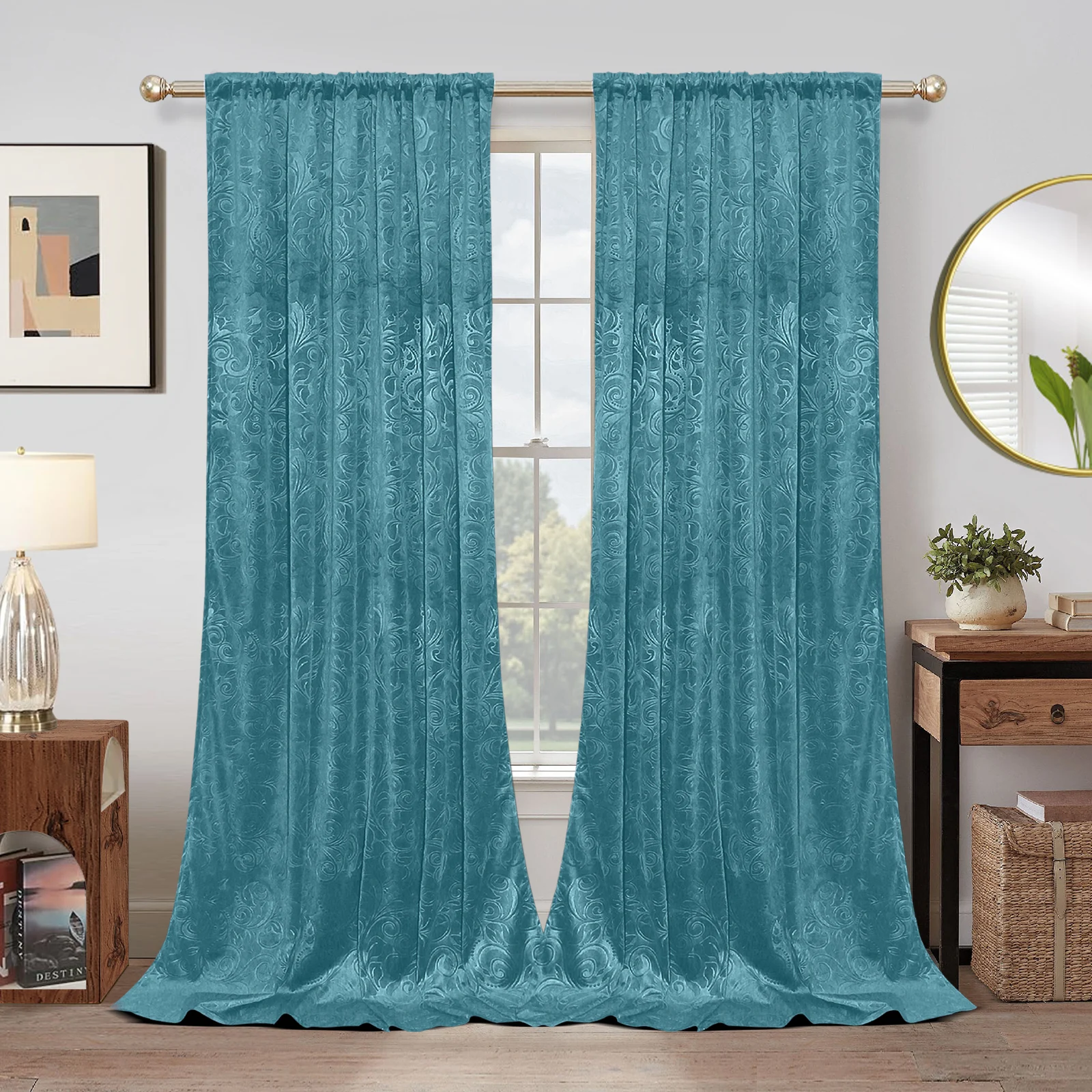 2-panelen fluwelen verduisteringsgordijnen voor slaapkamer woonkamer kerstgordijnen staafzak zachte thermisch geïsoleerde raamgordijnen