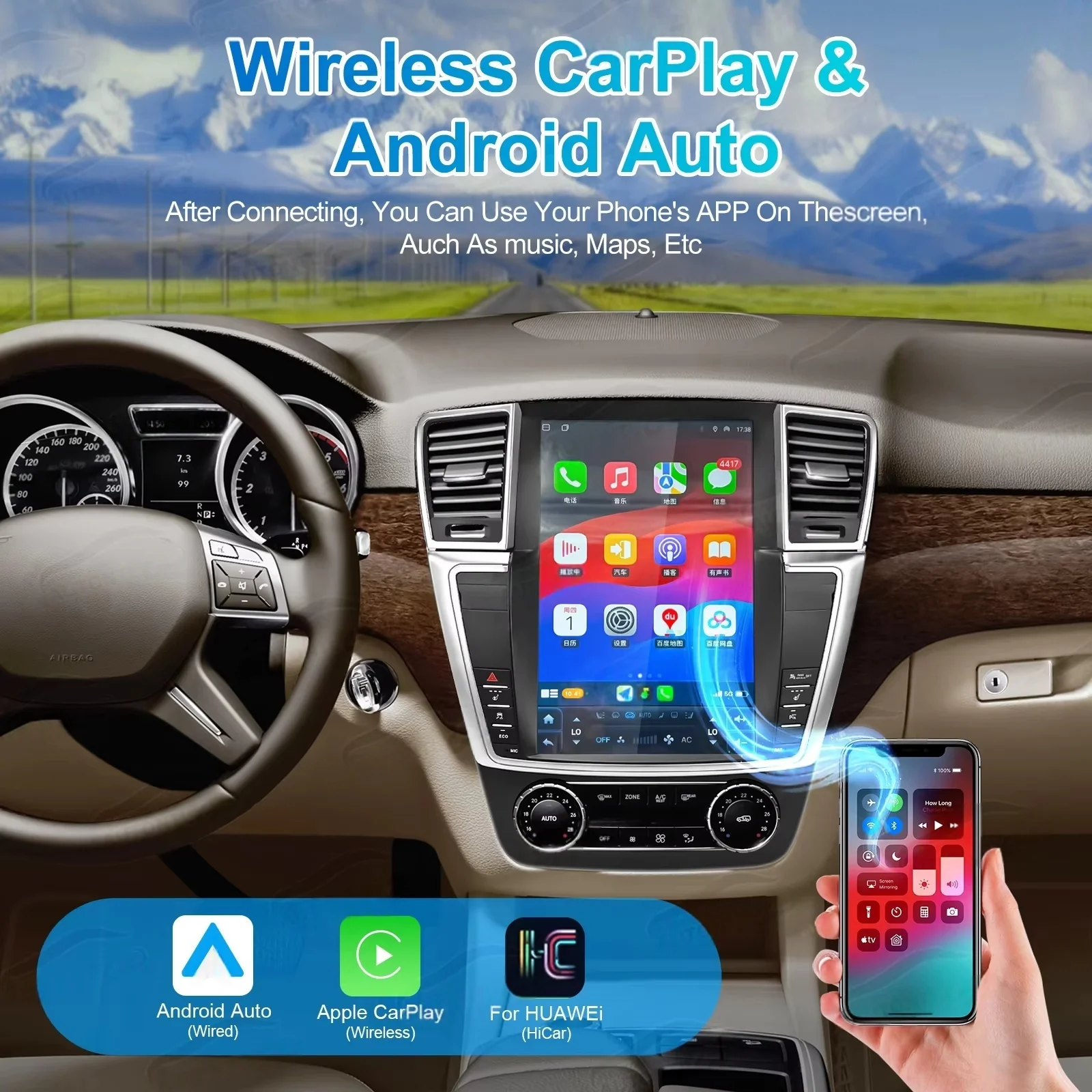 For Mercedes Benz ML W166 GL X166 ML300 ML350 ML400 ML550 GL350 GL400 Screen Android14 Car Touch Screen Car GPS Navi Radio