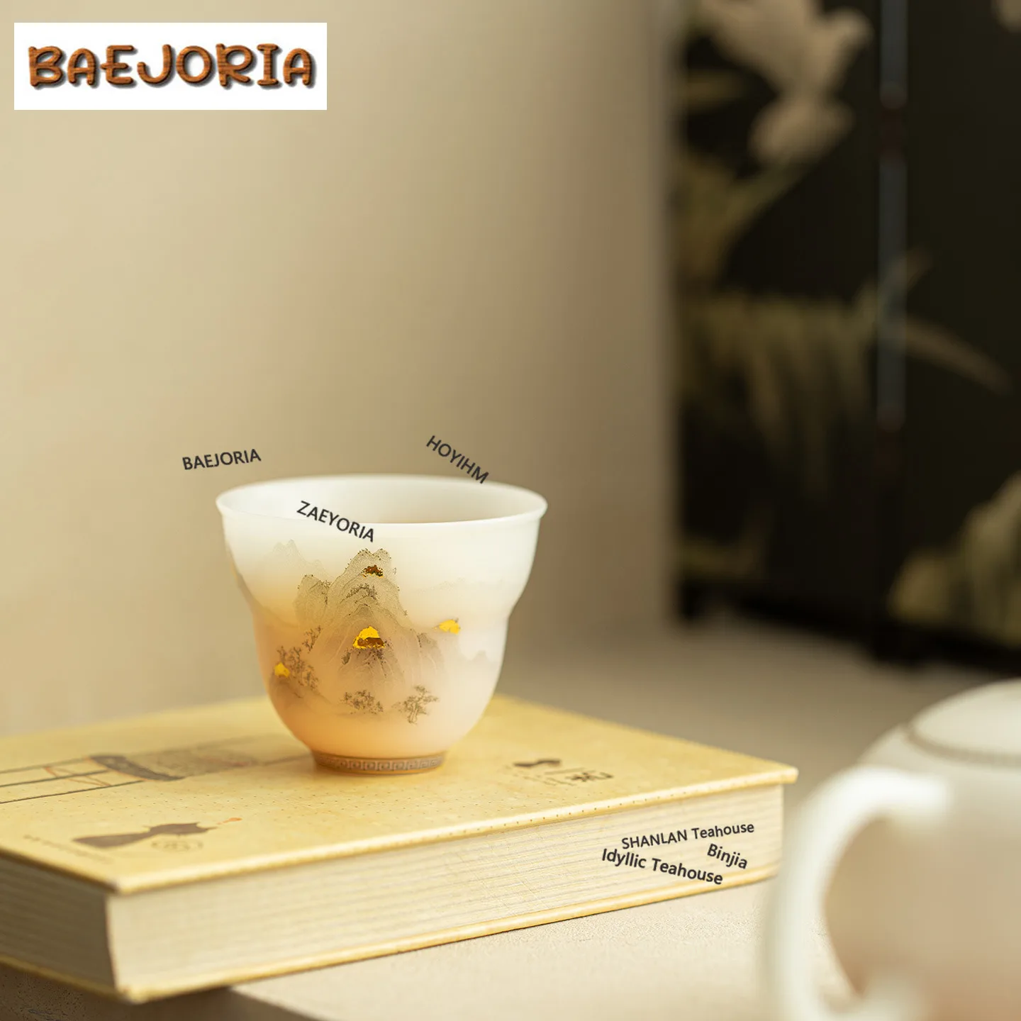 BAEJORIA 70ml Ice Seed Biscuiting Gold Drawing Teacup Boutique Tea Bowl Cute Cup Tea-tasting Smelling Cup Jianzhan Master Cups