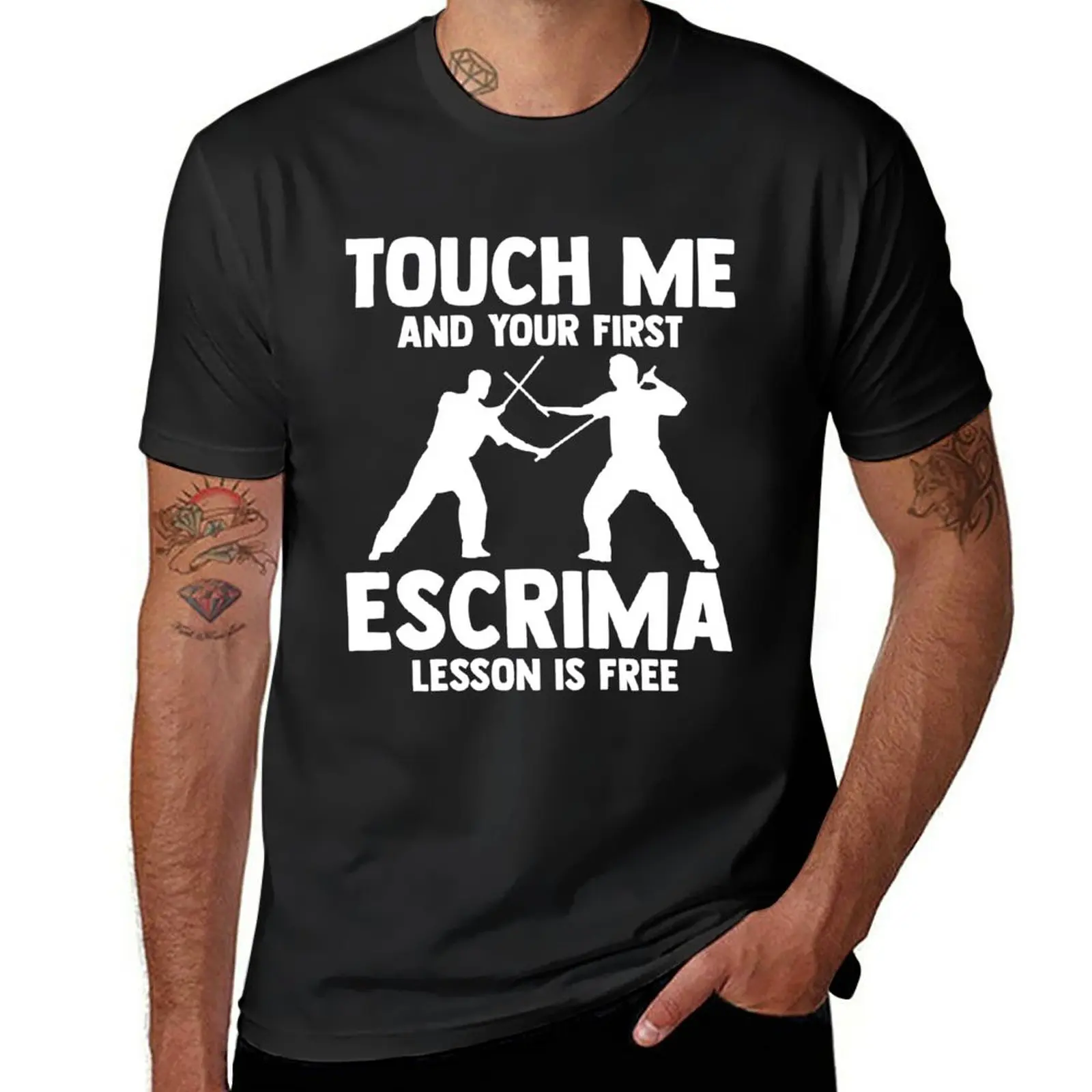 New Touch Me And Your First Escrima Lesson Is Free Eskrimador T-Shirt korean fashion vintage clothes mens vintage t shirts