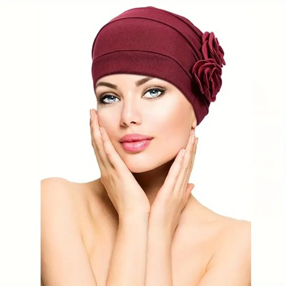 Women's headscarf Flower hat beanie elastic headscarf hat Comfortable breathable outside warm headscarf hat soft skin all-matching headscarf hat Simple lightweight multi-purpose headscarf hat Hair protection 6 pieces Pet Supplies