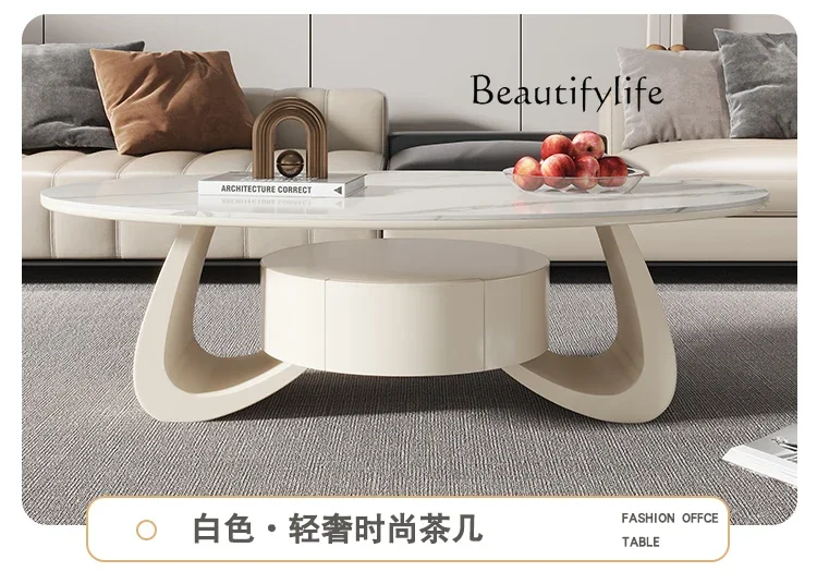 Cream wind rock board coffee table living room new home light luxury designer high-end small apartment