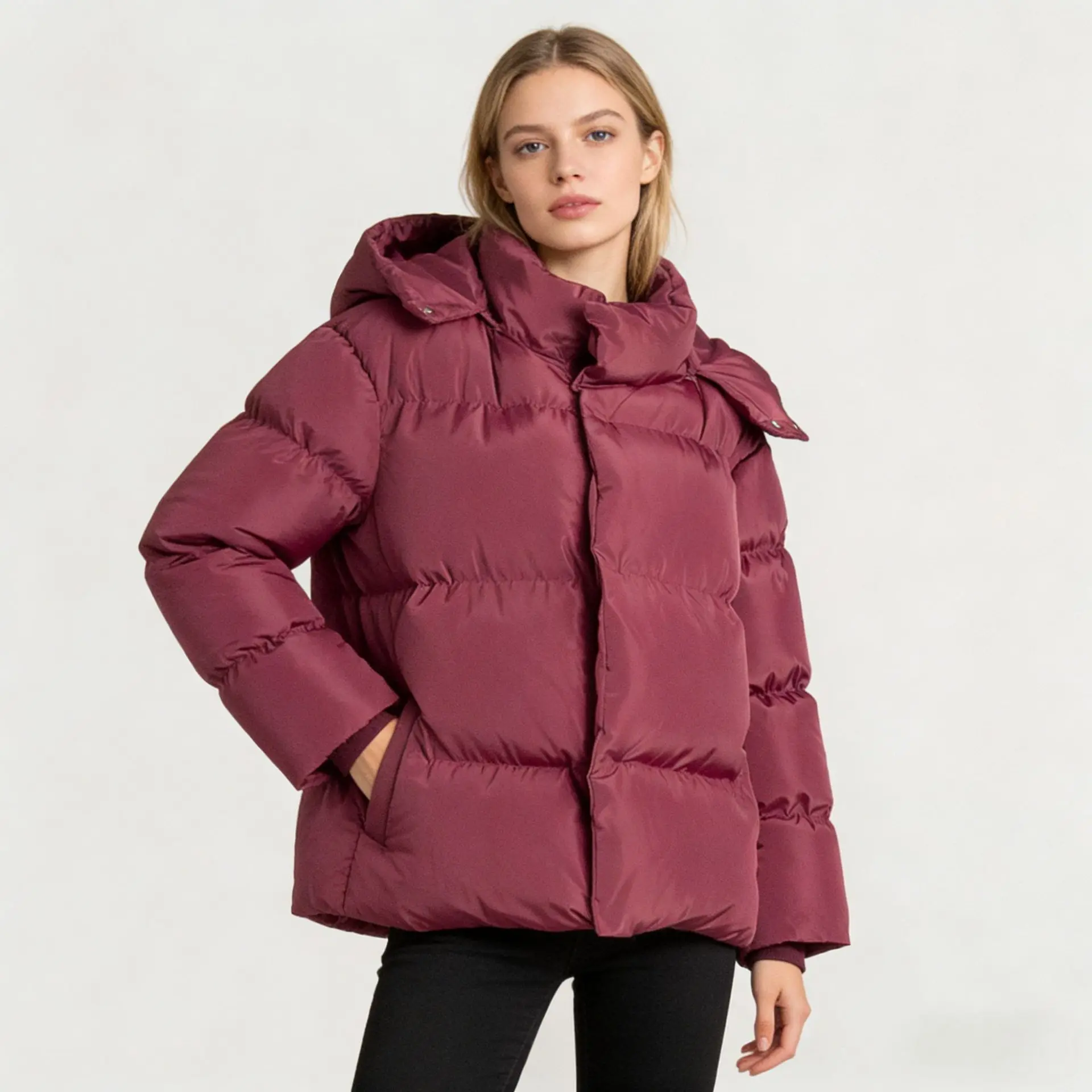 Siren Chic 2026 Winter New Women Solid Hooded Cotton Padded Jacket, Loose Fit Warm Cotton Coat Casual Oversized Outerwear