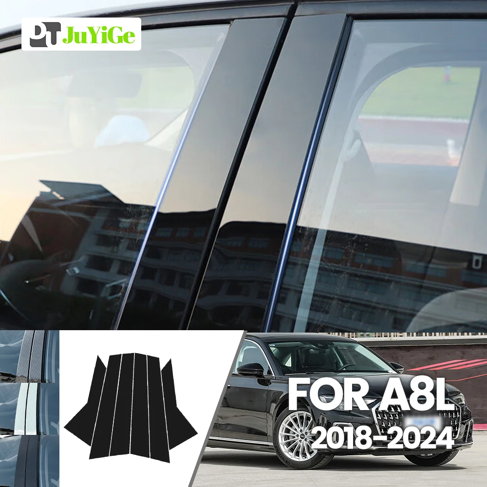 

For Audi A8L 2018-2024 2019 2020 2021 2022 2023 Bright Black Carbon Fibre Window Door B C Sticker