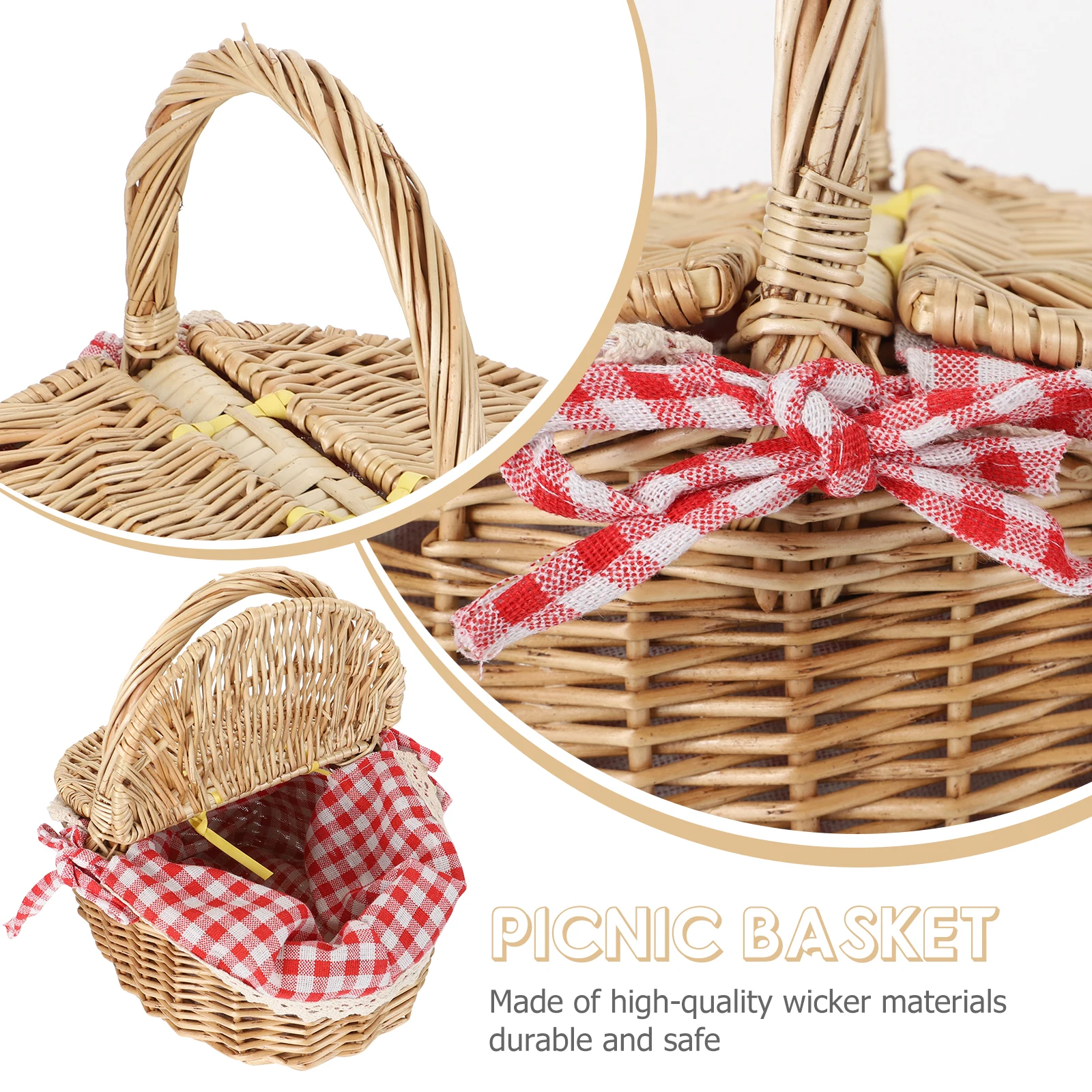 

1Pcs Wicker Storage Basket Handwoven Picnic Fruit Bread Vegetable Basket Home Organizer Decorative Lightweight Durable