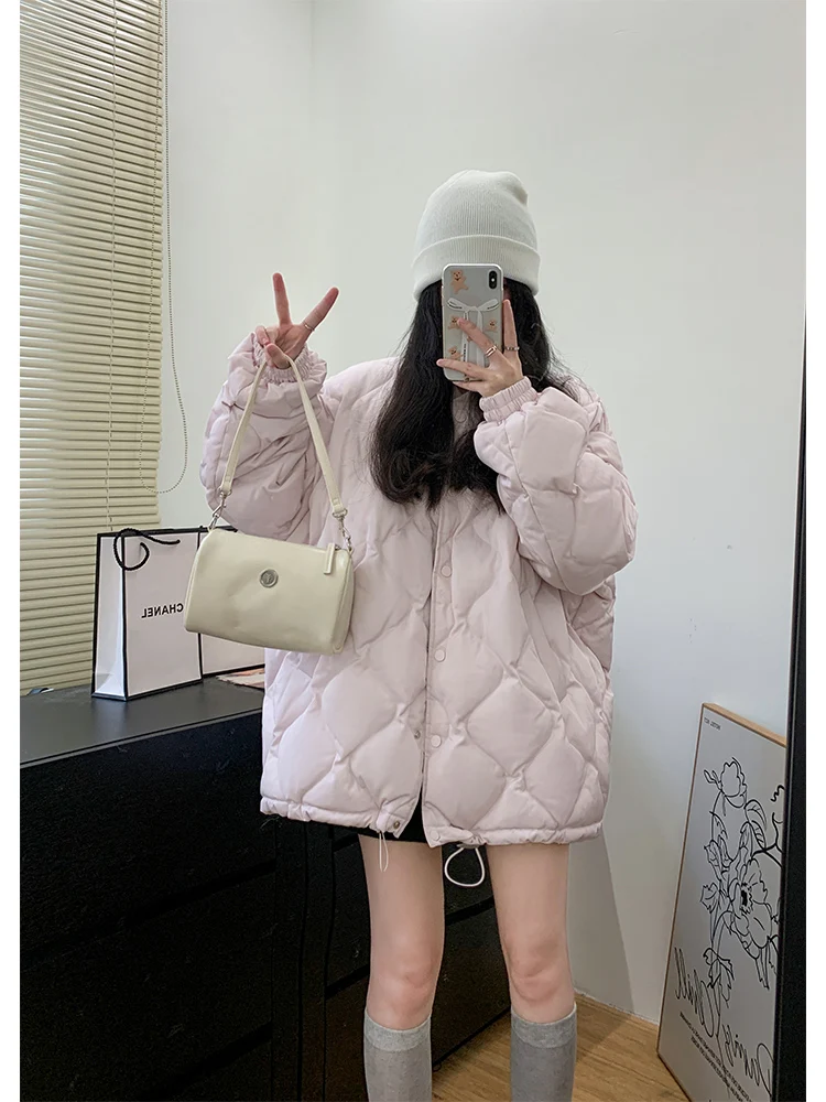 

Slimming Du down Jaet Women's Oversize Box Quilted Puffer Coat Korean Sle Commute Faion White Du Feather Vest