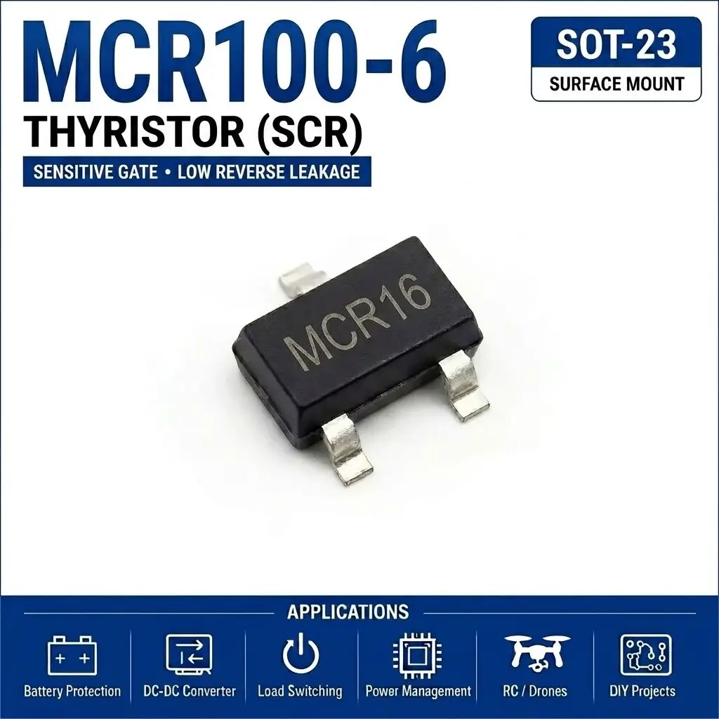 (100 pcs) MCR100-6/MCR100-8 SOT-23 (Marking MCR16,100-6,MCR18,100-8) MCR100 SCR Thyristor 600V 0.8A