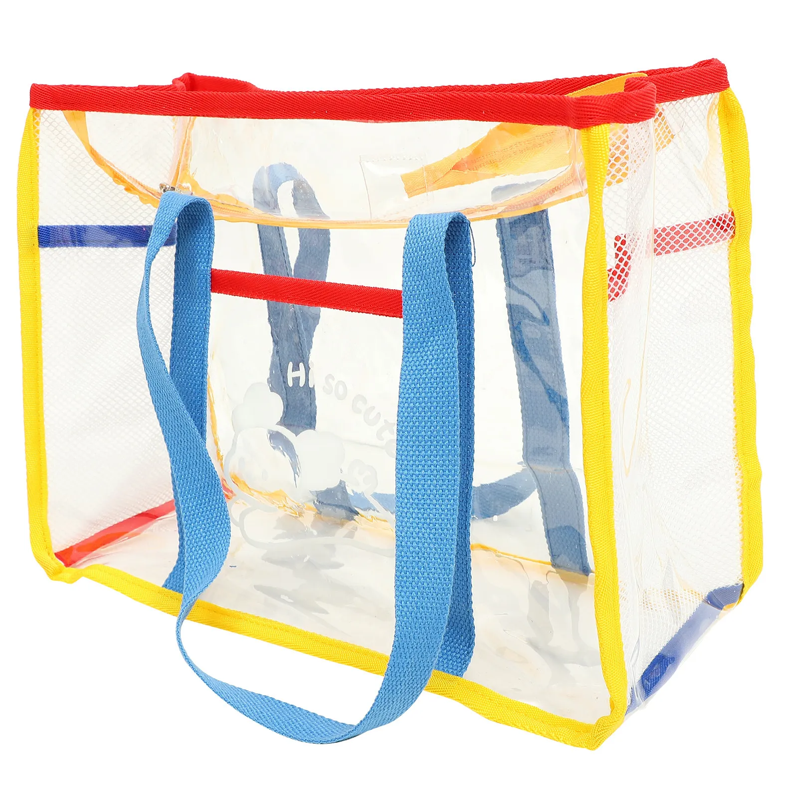 

Beach Tote Bag Transparent Lightweight Waterproof Large Capacity Summer Vacation Handheld Single Shoulder Bag Swim Storage