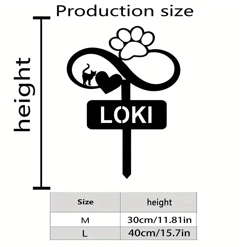 1pc 2D Flat Custom Infinity Cat Heart Paw Pet Memorial Metal Sign Personalized Name Waterproof Outdoor Lawn Garden Grave Decor O