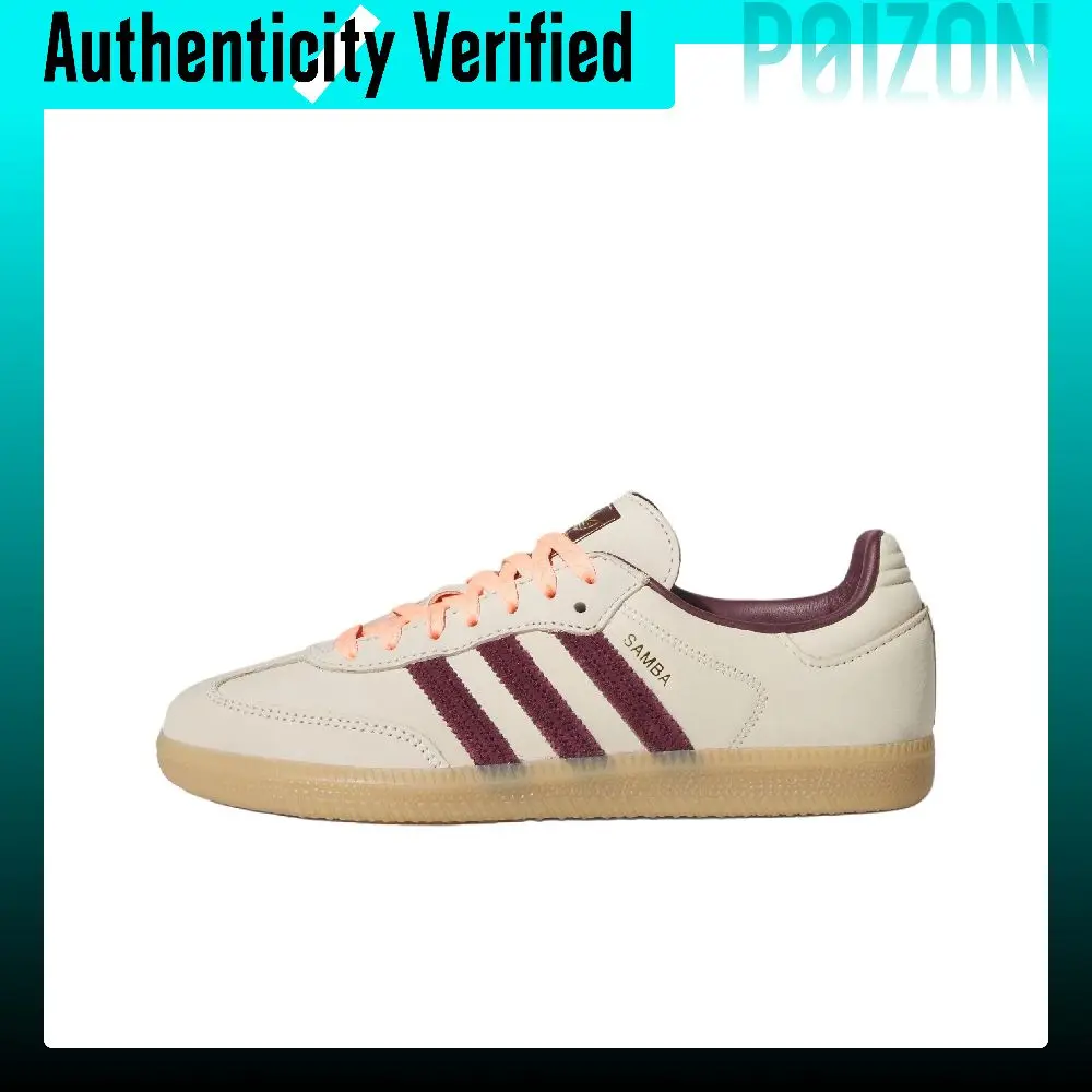 Adidas Originals SAMBA OG German Army Trainers Women's Wonder White/Dark Reddish Purple/Swirl Neon Red KJ2309