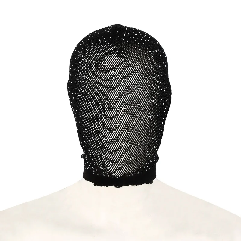 2024 New Black Lace Unisex Sexy Head Mask Bling Colored Diamond Face Cover For Cosplay Party Ball Performance Mask Headgear