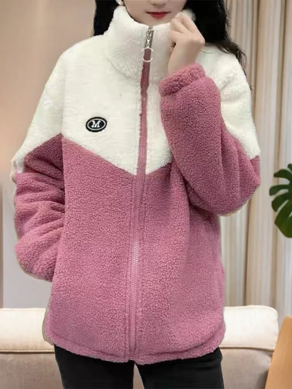 Lamb Velvet Jacket Women's Thickened Warmth Fleece Lined Cotton Coat Spring Autumn Winter New Style for Mom Middle Aged And E...