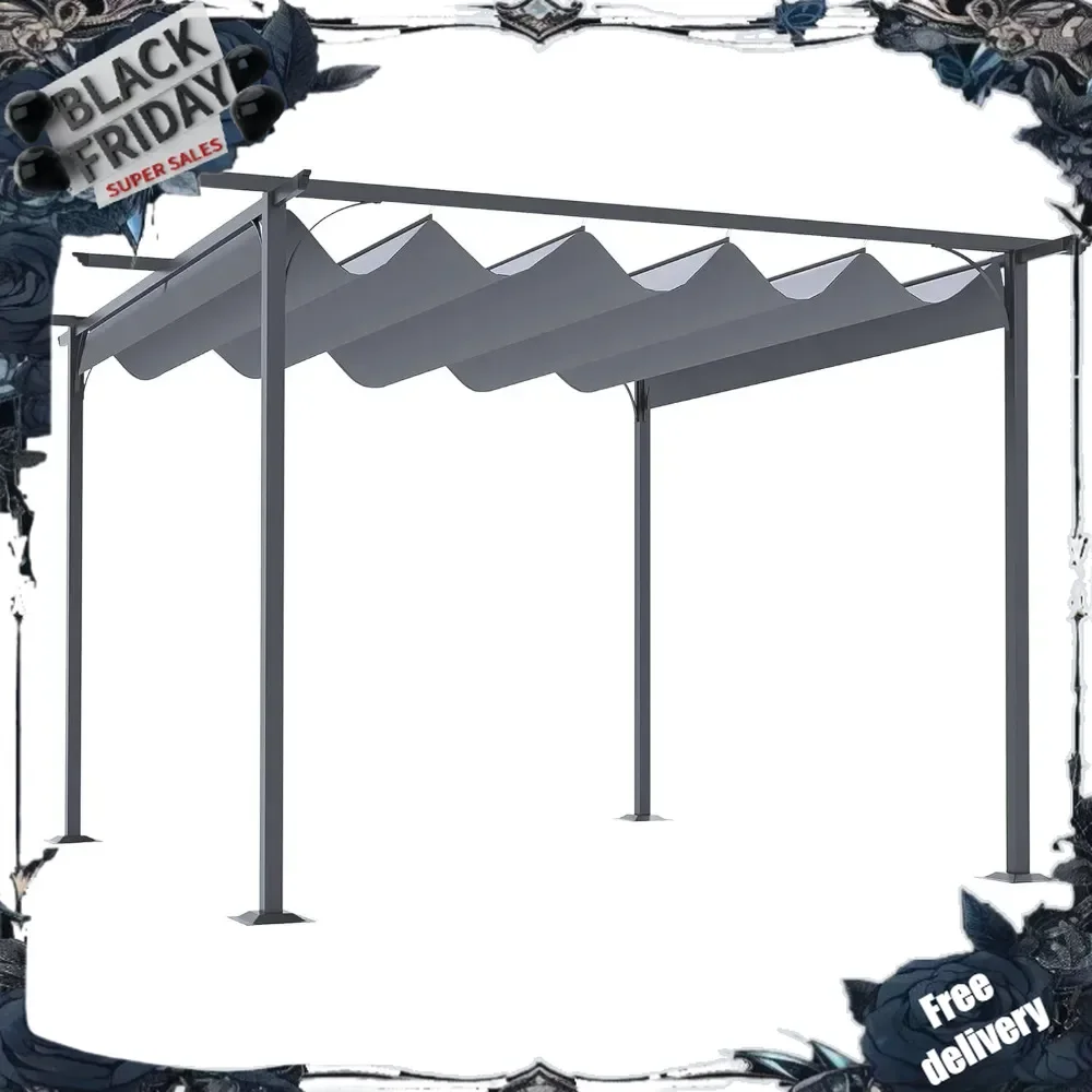 

11.5' x 11.5' Outdoor Retractable Pergola Canopy, Metal Patio Shade Shelter for Backyard, Porch Party, Garden, Grill Gazebo