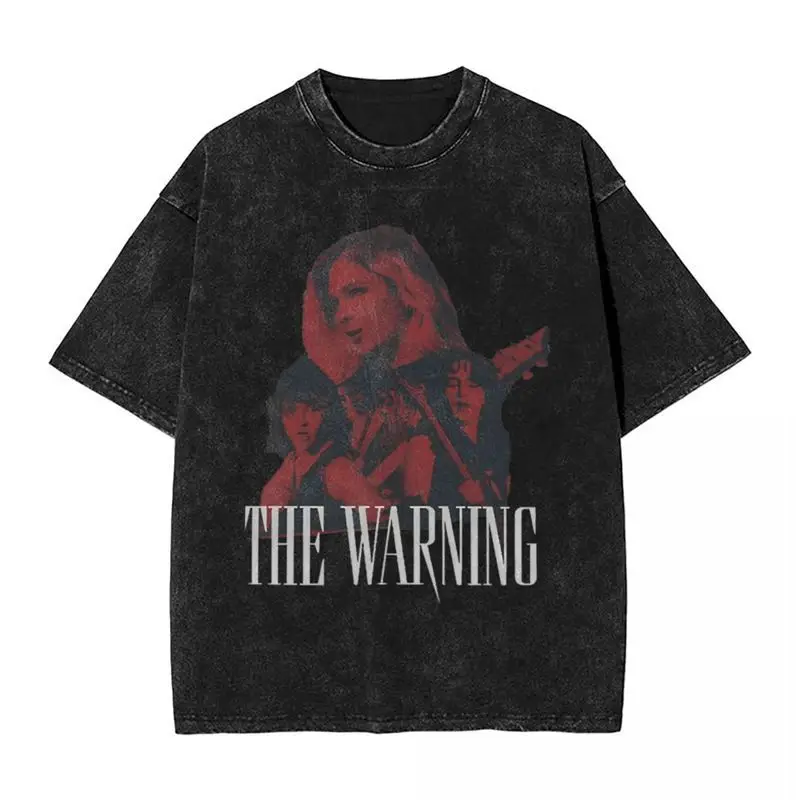 

Футболка The Warning Band с графическим принтом, черная, винтажная, из хлопка, летняя, 2026, уличная мода, мужская, повседневная, в стиле рок