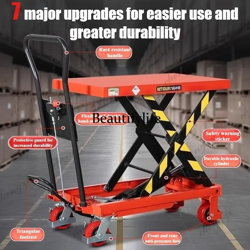 AB AB02 150KG 500KG 800 Mobile Hydraulic Lifting Platform Truck Warehouse Handling Loading Manual Electric Small Elevator Work F
