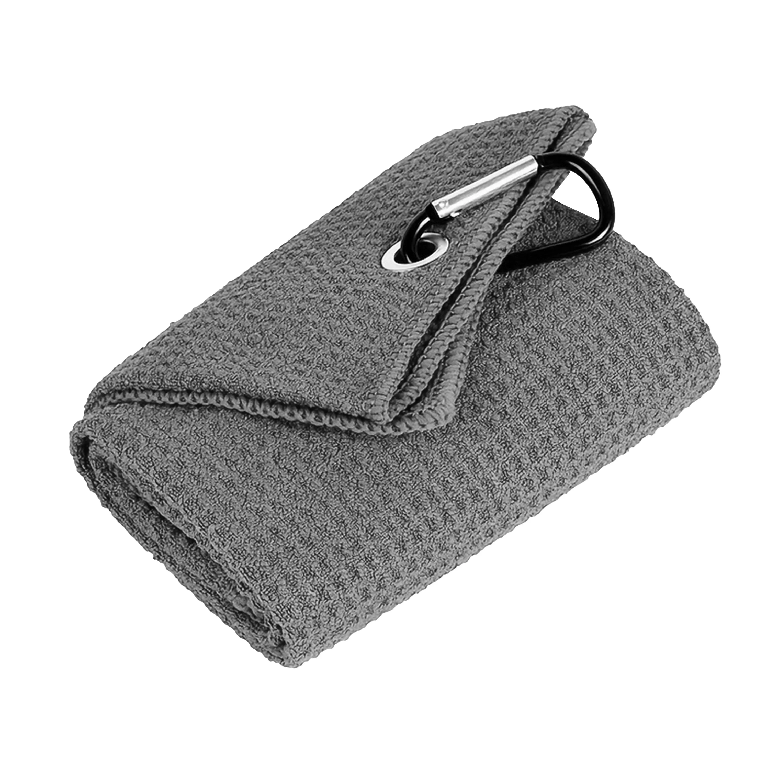 1 Stück Golfhandtuch für Taschen mit Clip und Mikrofaser-Waffelmuster, Schwarz (30 x 50 cm/11,8 x 19,6 Zoll), super saugfähig – Detail 9