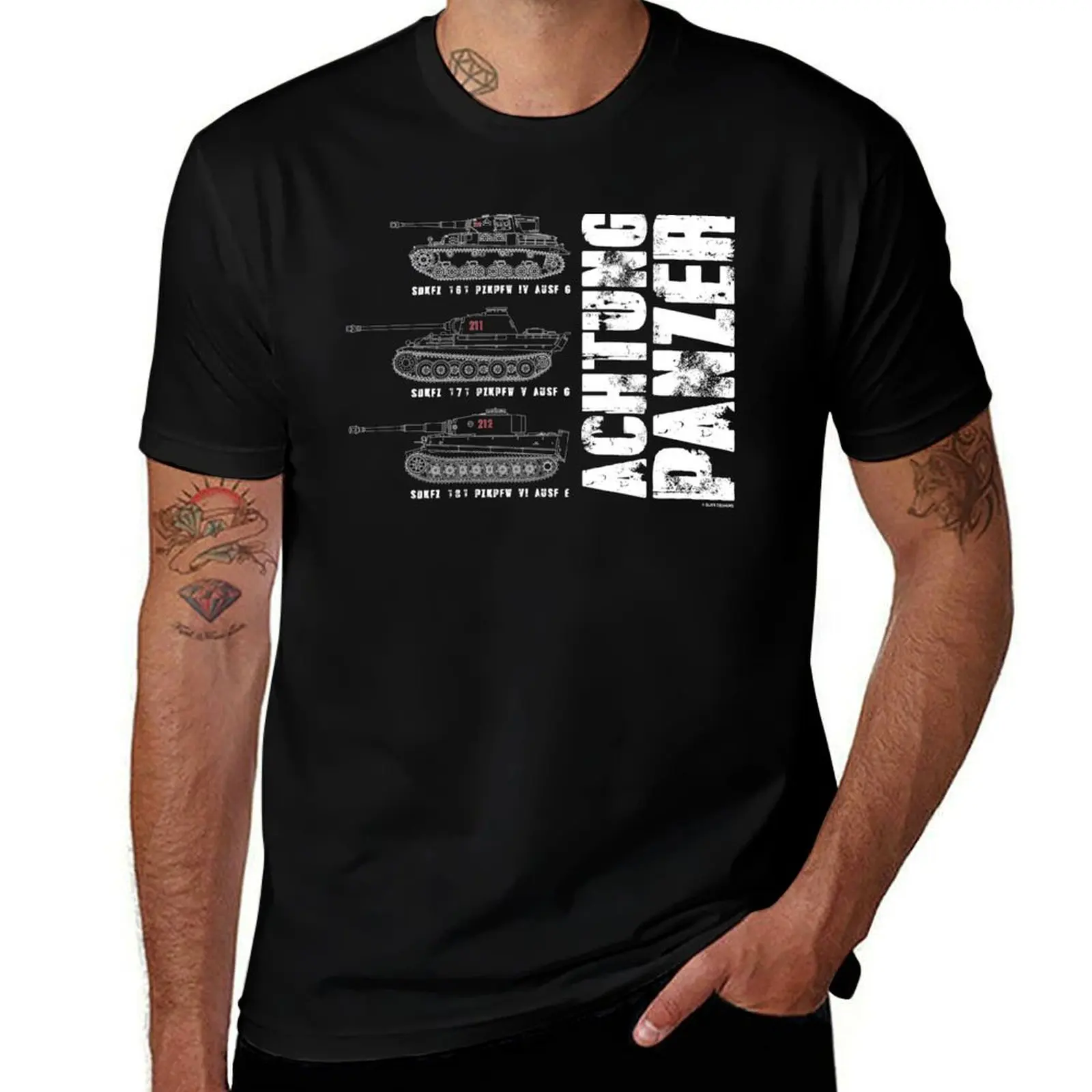 ACHTUNG PANZER T-Shirt Big and Tall Short Sleeve Tee T-Shirt