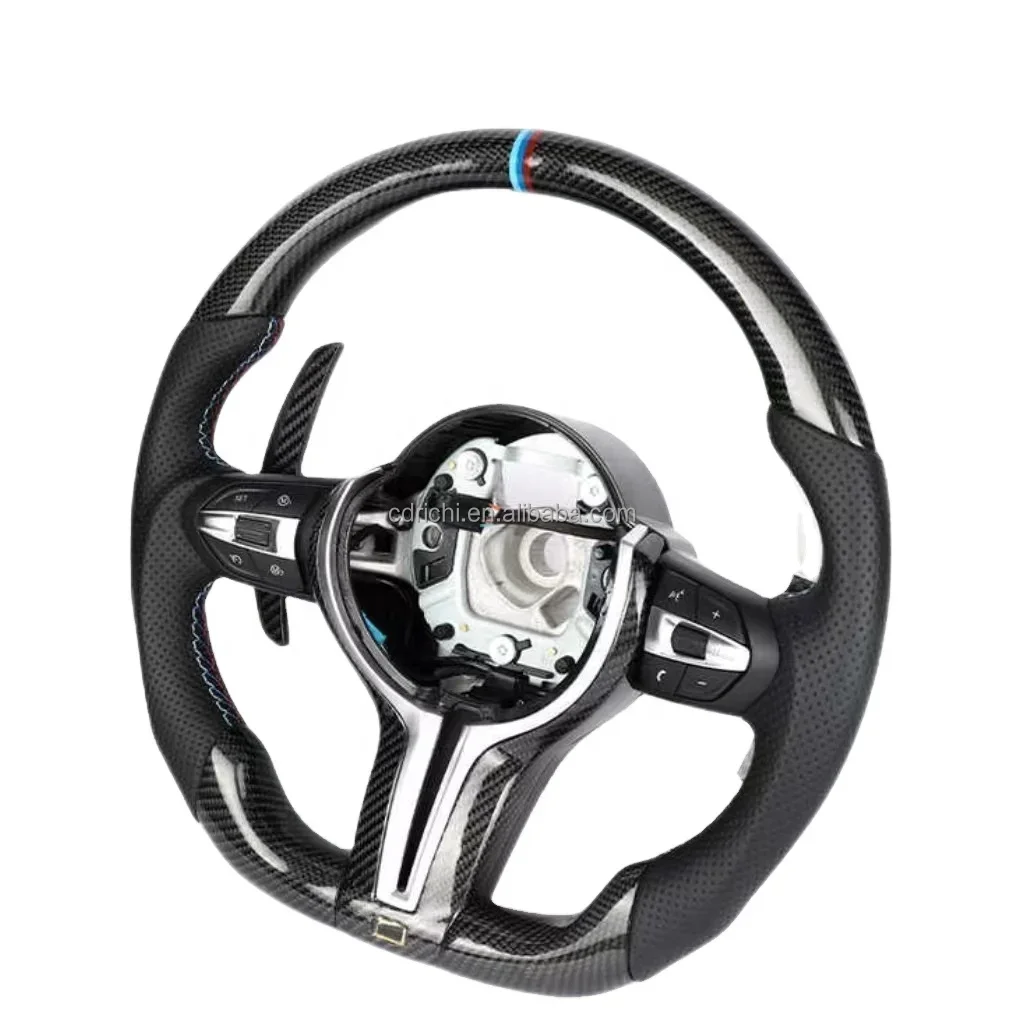 Custom Gloss Carbon Fiber Steering Wheel Fit For BMWS  F82 M4 F83 F87 M2 F80 M3 M5 M6 F30 F10 Steering Wheel