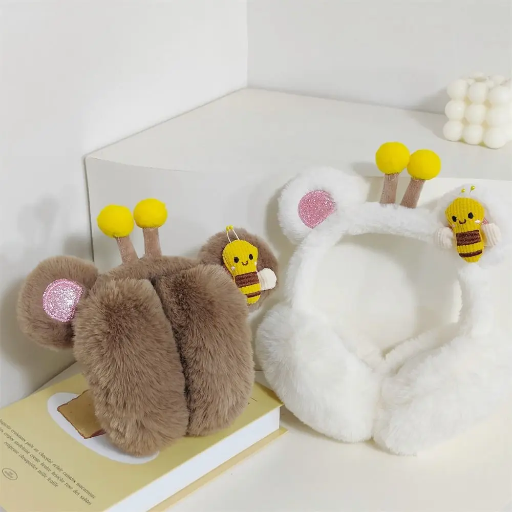 Fashion Little Bee Winter Warm Earmuffs Foldable Plush Earflap Comfortable Cold Protection Ear Warmer Outdoor