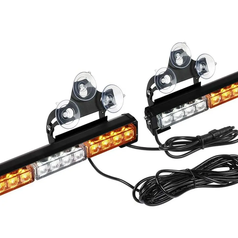 Barra semaforo stroboscopico LED ambra/bianco di emergenza, 32 LED, 26 modelli flash, lunghezza 16,8