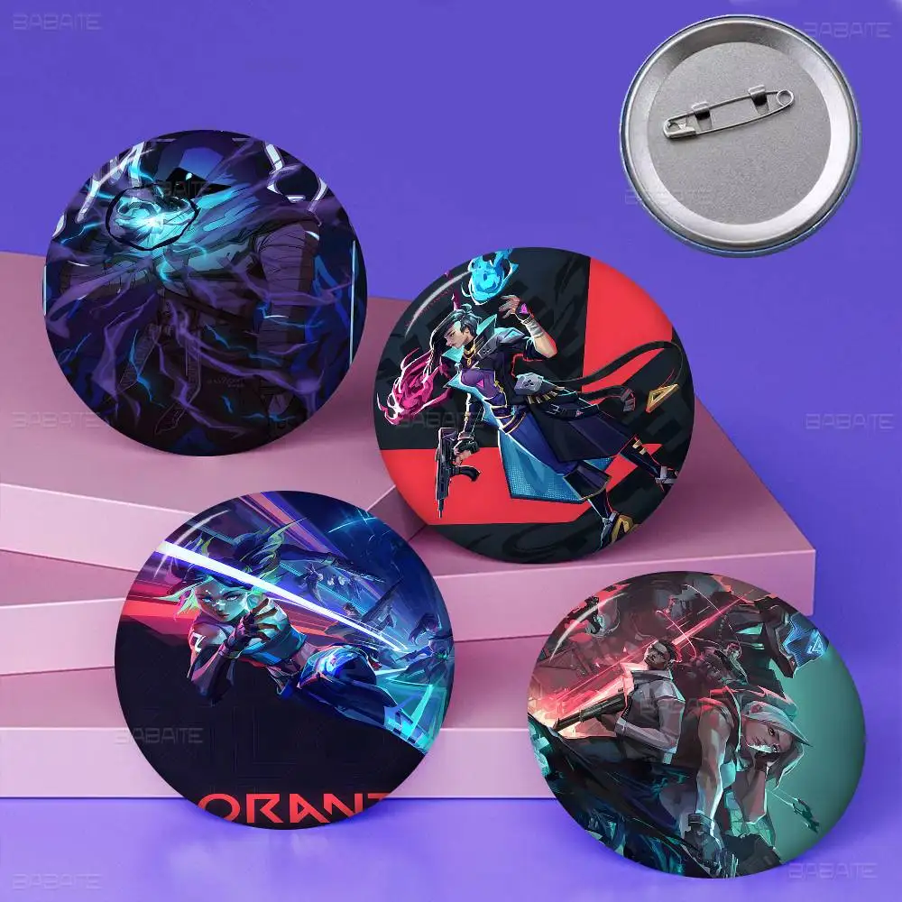 Game Valorant Round Button Pins Slogan Creative Brooches Backpack Clothes Decoration Fashion Cartoon Jewelry Gifts