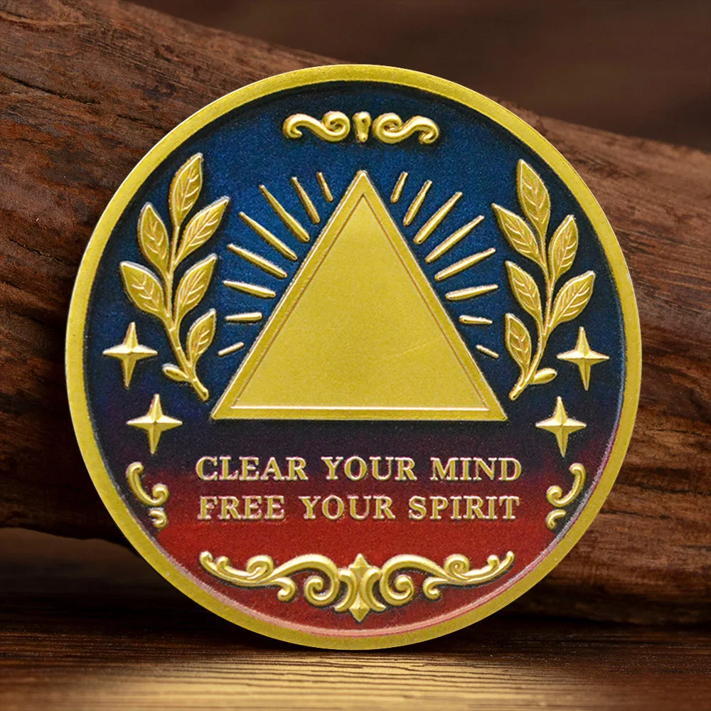 New Clear Your Mind Free Your Spirit Gold Plated Souvenir Coin Sober The Eye of The Devil Collectible Coin