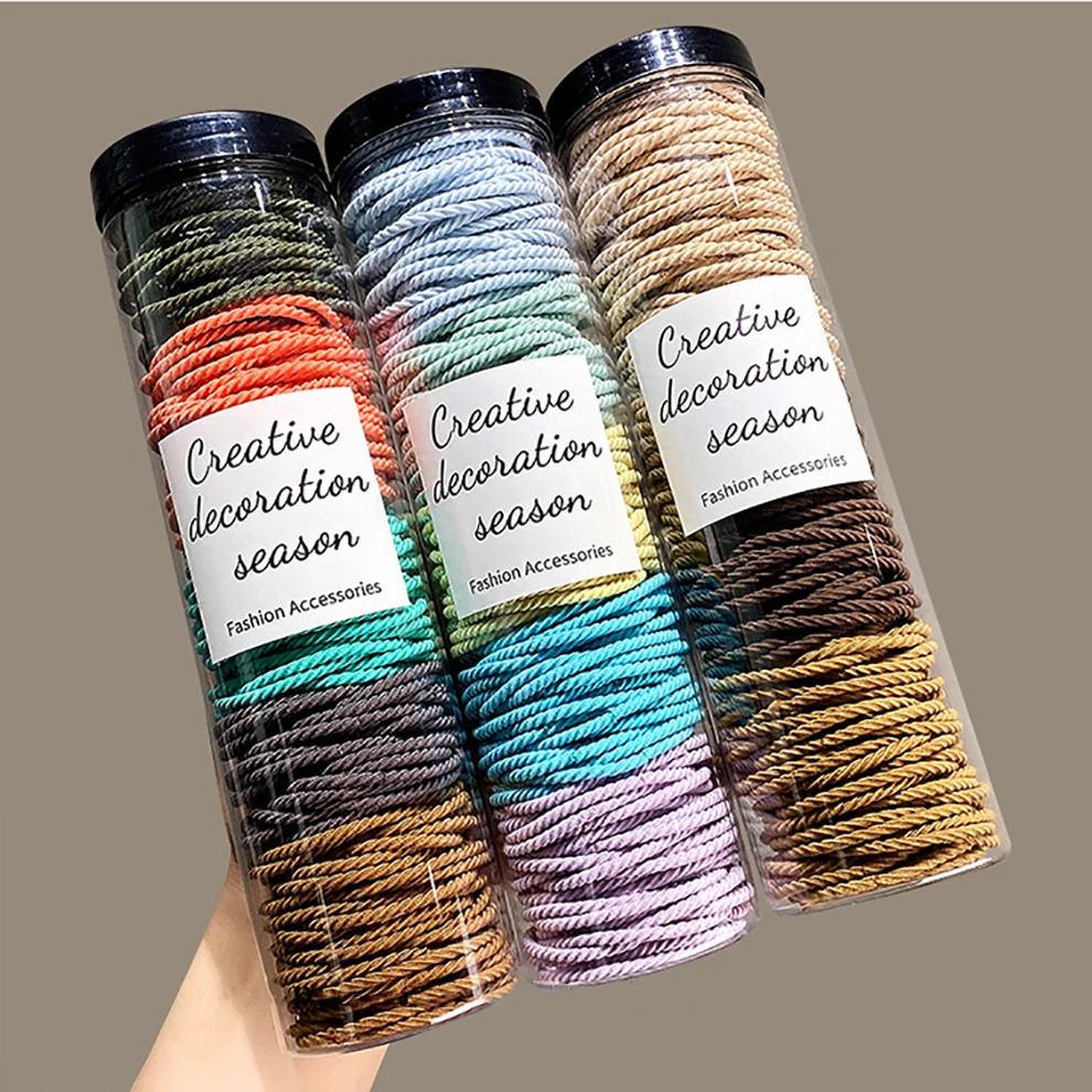 100 Buah/Lot Ikat Rambut Warna Solid Elastis Pita Karet Ikat Rambut Ikat Kepala Ikat Rambut Aksesoris Rambut untuk Rambut