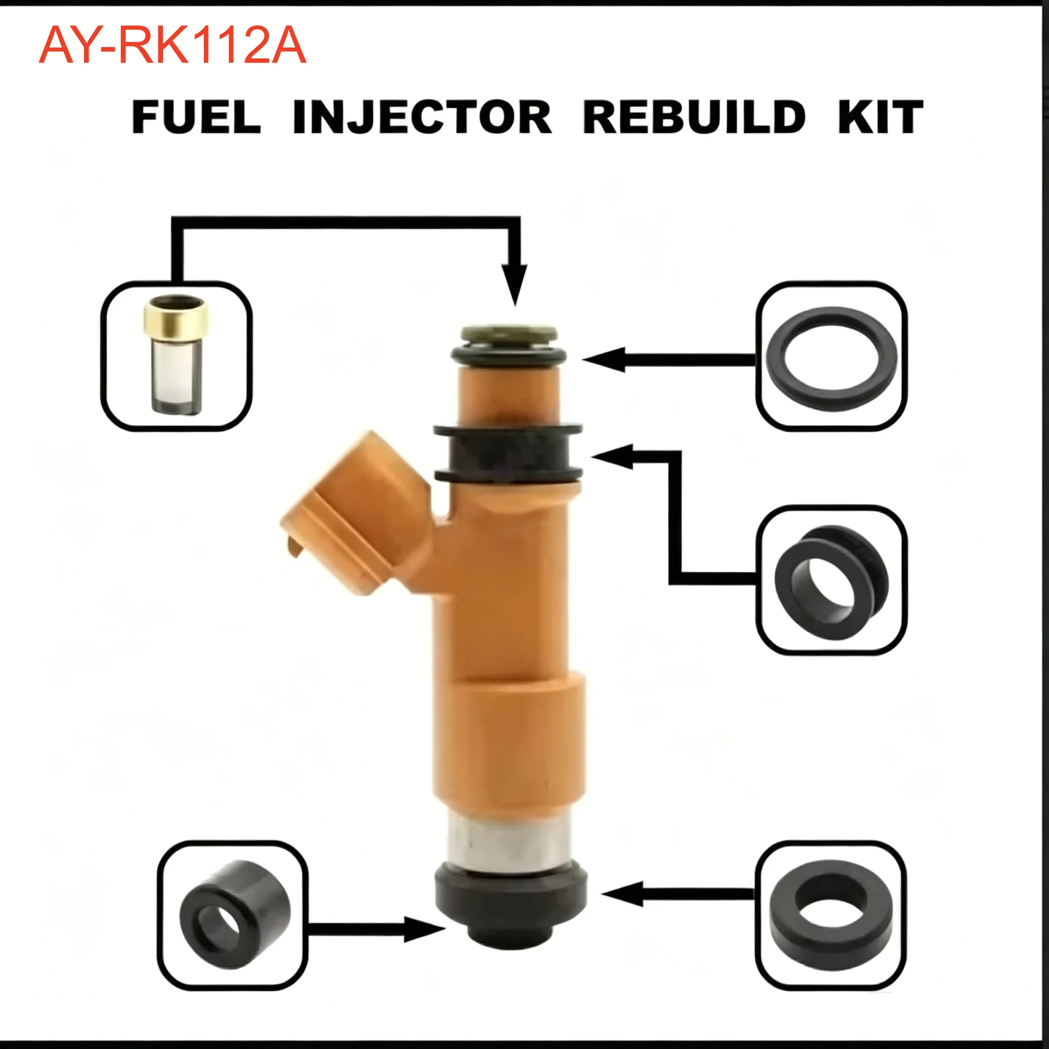 

200sets For Toyota Corolla Avensis Celica RAV4 ZZE1222 ZZE142 ZZE172 1ZZFE 08-13 Engines Fuel Inejctor Repair kit(AY-RK110 )