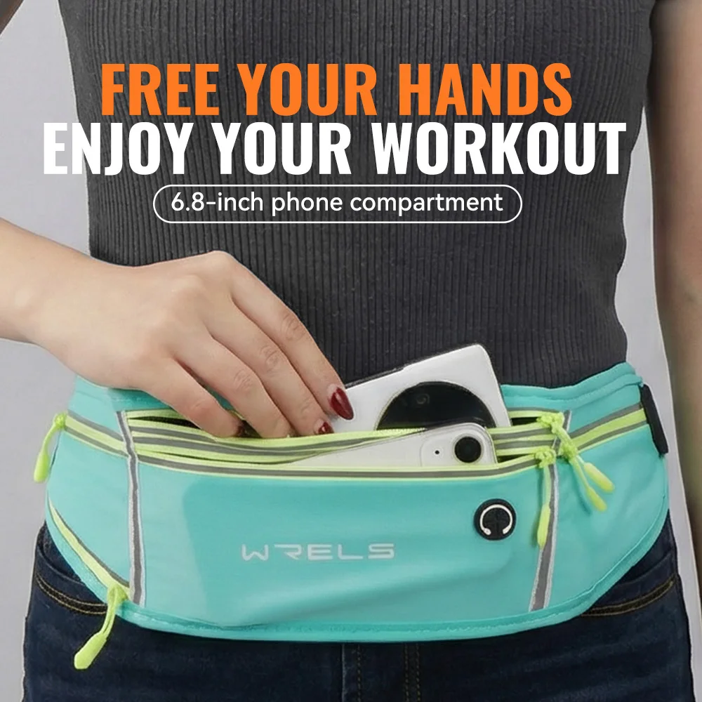 WRELS Outdoor Waterproof Invisible Sports Waist bag Belt Fitness Professional Multifunction Slim Running Belt for Hiking Travel