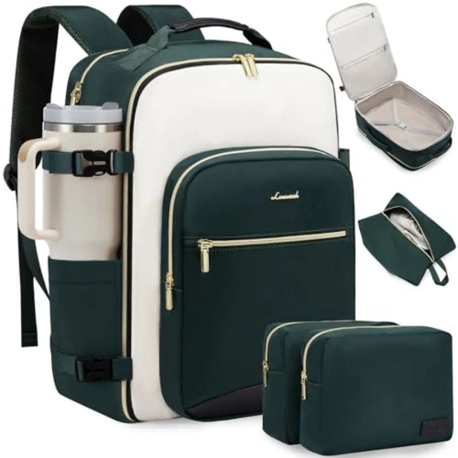 

40L Travel Backpack for Women and Men, Airline Approved Carry On Luggage with 3 Packing Cubes, TSA Overnight Bags, Waterproof P