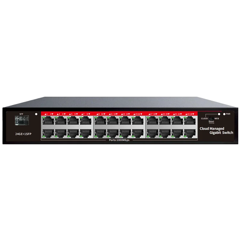 Intelligent AI cloud management switch 24 ports 10/100/1000Mbps Ethernet with 1 SFP port management network switch L2