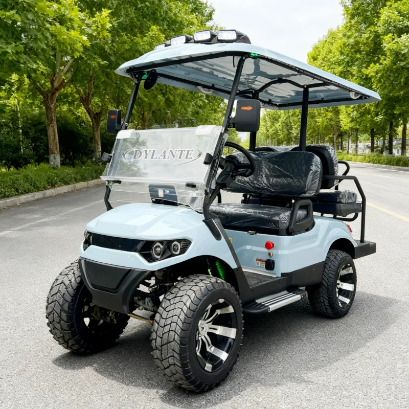

Factory 2+2 4 Seater 60V 5000W Tour Bus Club Car Electric Golf Cart Hunting Car With Four Wheel Disc Brakes