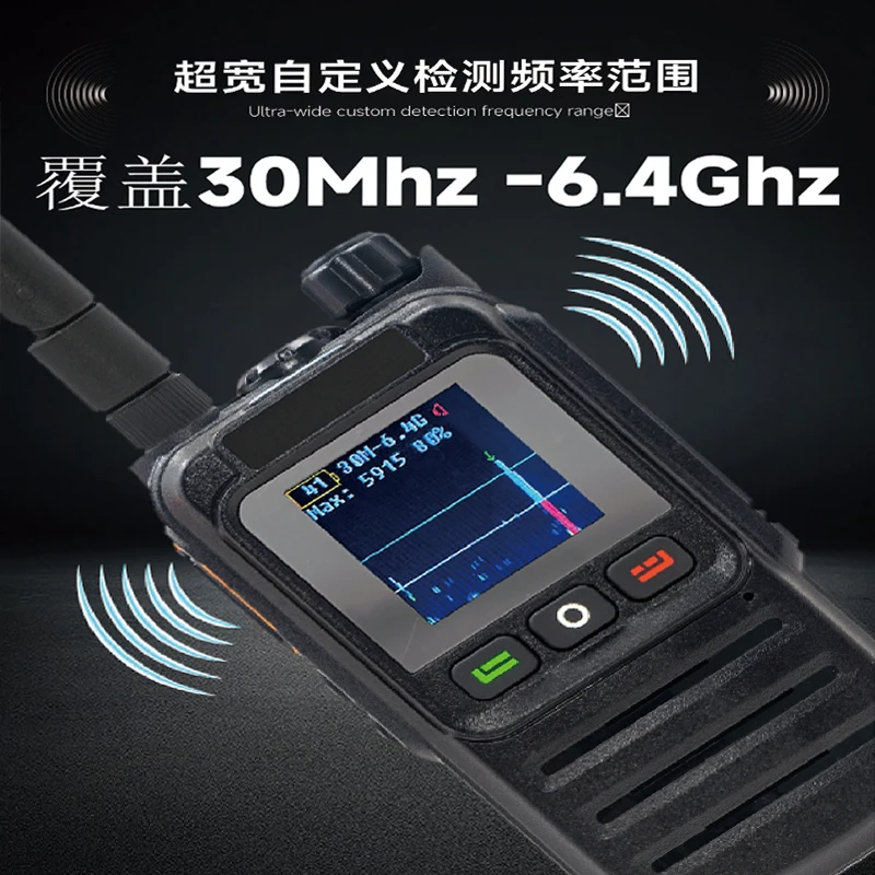 New handheld  detector with a wide frequency range of 30MHz to 6.4GHz and a detection range of 1-2KM