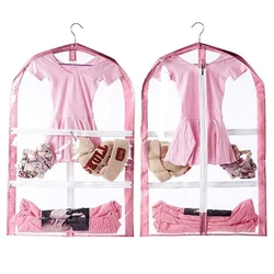 Waterproof PVC Kids Garment Bags Girls Dance Dress Bag with Zipper Pockets Hanging Clothes Protector Cover For Travel Storage