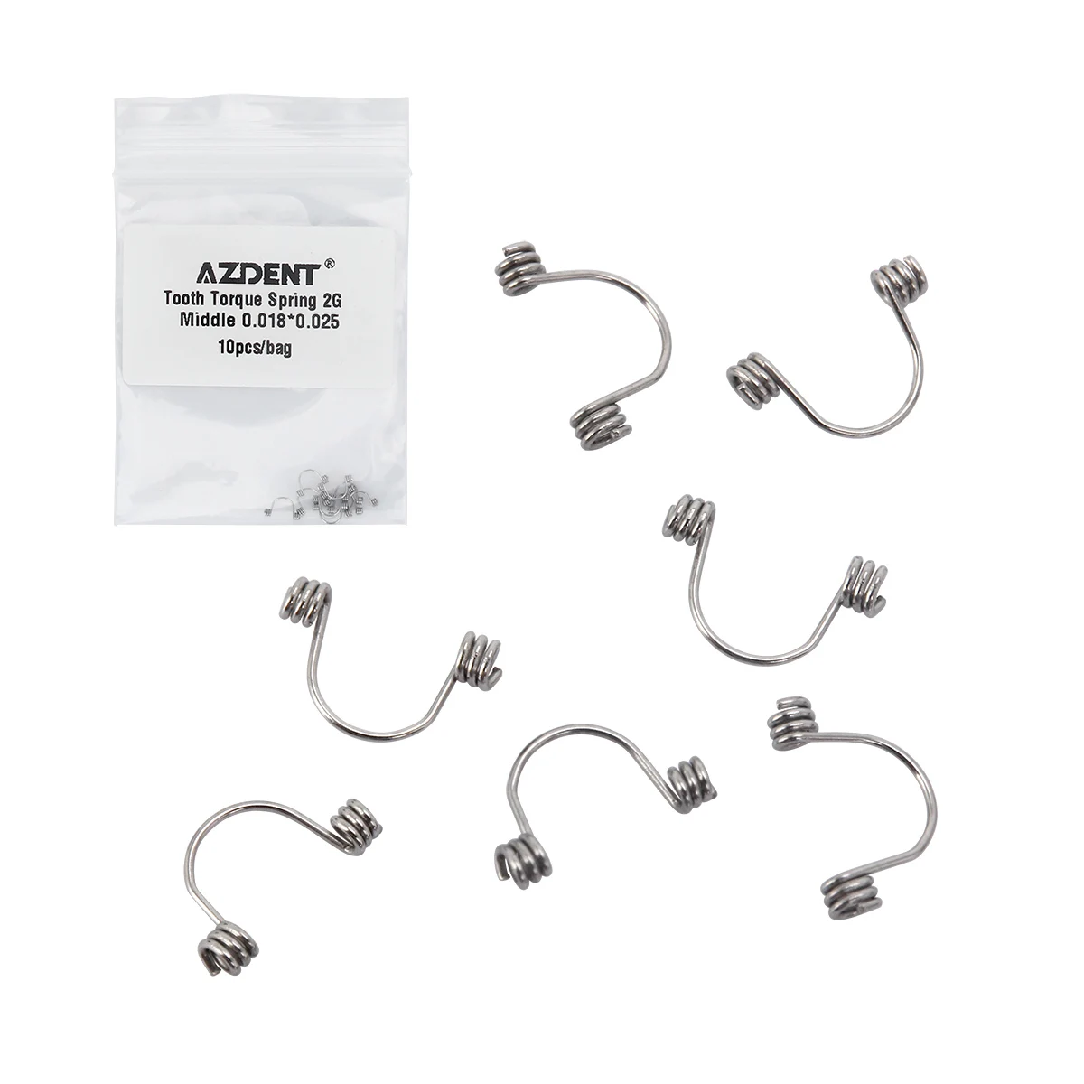 AZDENT Dental Orthodontic Anterior Teeth Torque Springs Rectangular Stainless Steel Spring For Dental Arch Wire 10Pcs/Pack