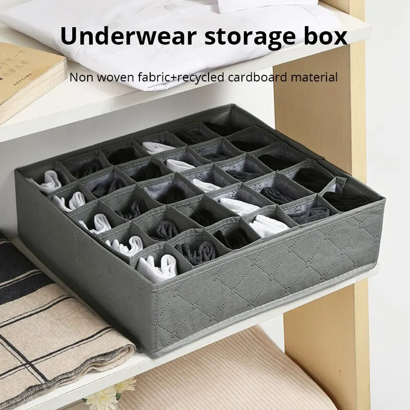 1pc Black 30 Grids Underwear Organizer Foldable Cabinets Drawer Underwear Divider Storage Box Hard Bra Socks Closet Storage